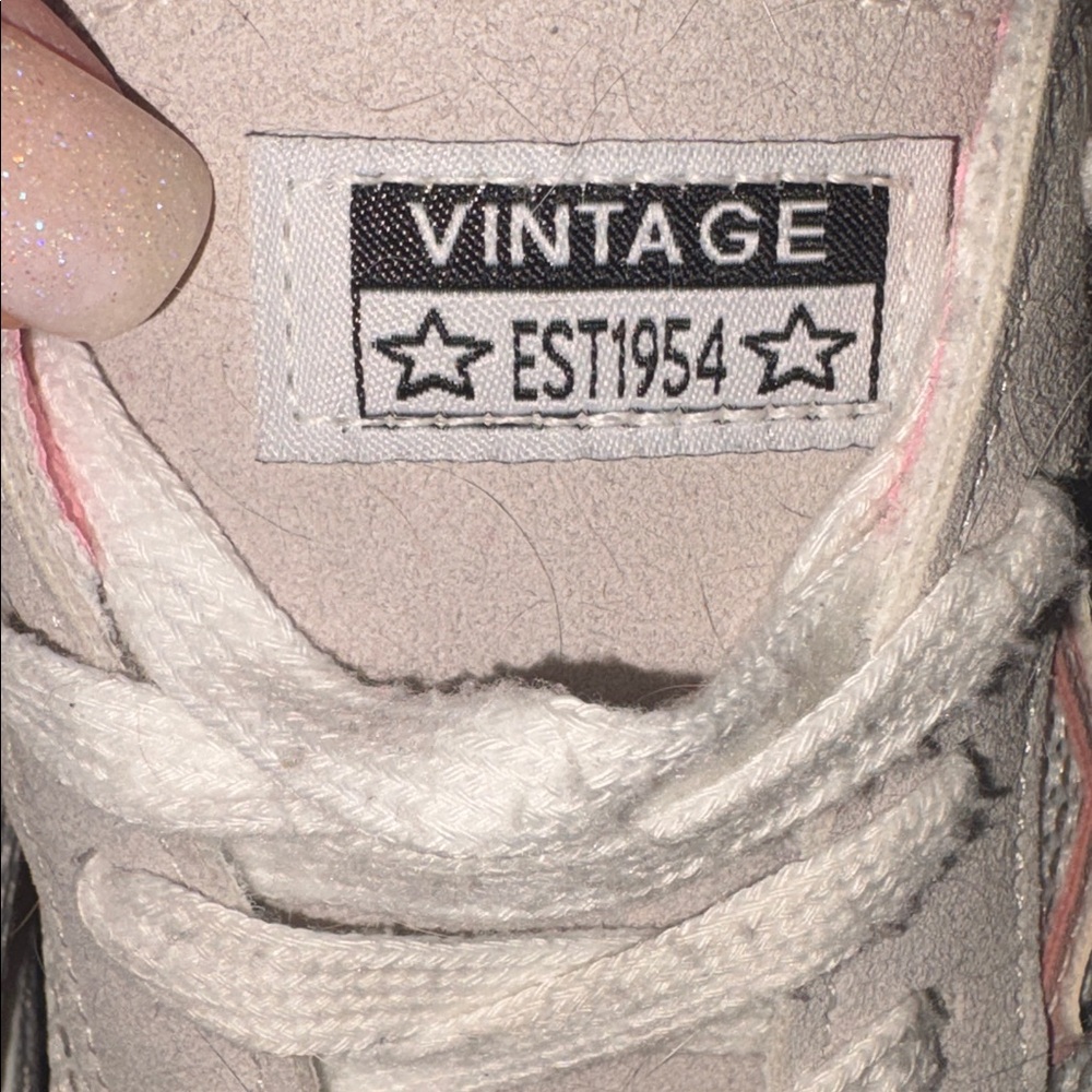 VINTAGE HAVANA Free - Star Perforated Lace Up Sneakers - Silver, Grey, Pink - Picture 13 of 15